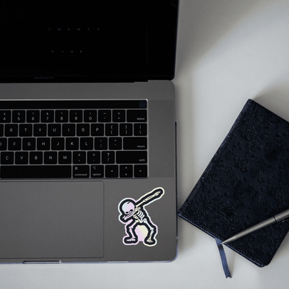 Skeleton in Swag Holographic Sticker - sticckiz.com
