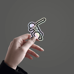 Skeleton in Swag Holographic Sticker - sticckiz.com