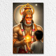 Hanuman ji Giving Blessing to kid Poster