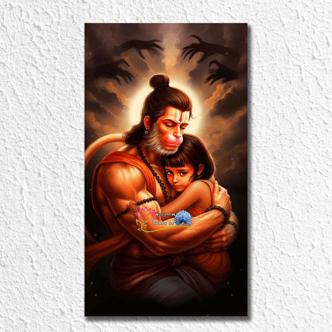 Lord Hanuman Protecting Kid Poster