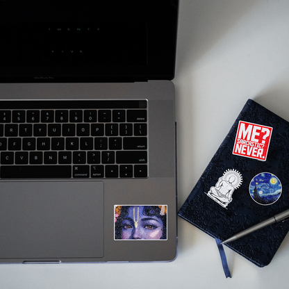 Lord Krishna Beautiful eyes Glitter Sticker - laptop mockup