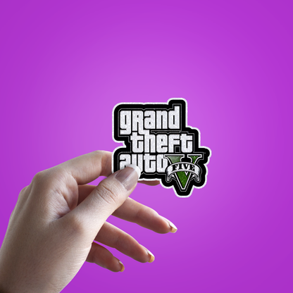 GTA 5 logo Glitter Sticker - hand mockup