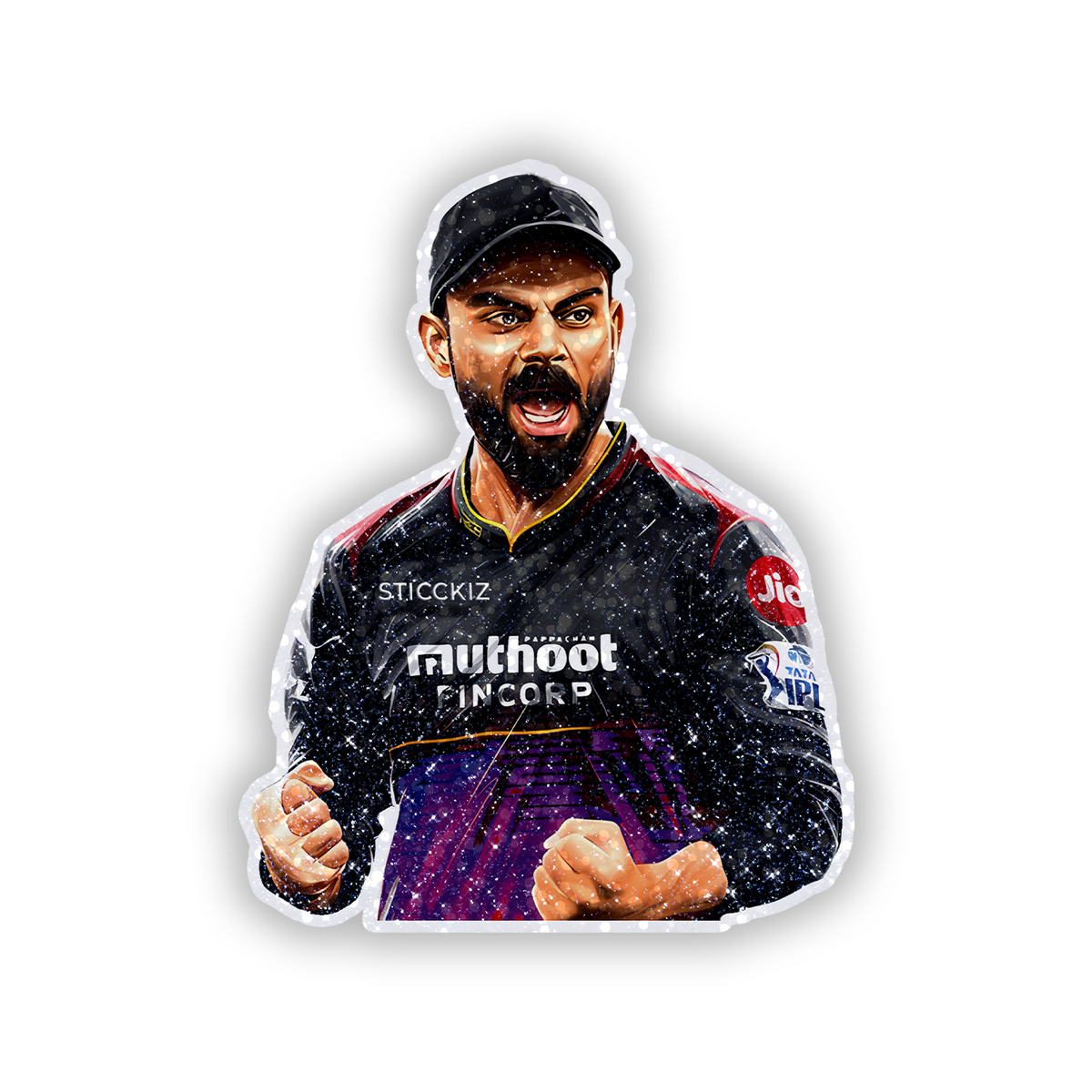 Virat Kohli Cheering Glitter Sticker - main