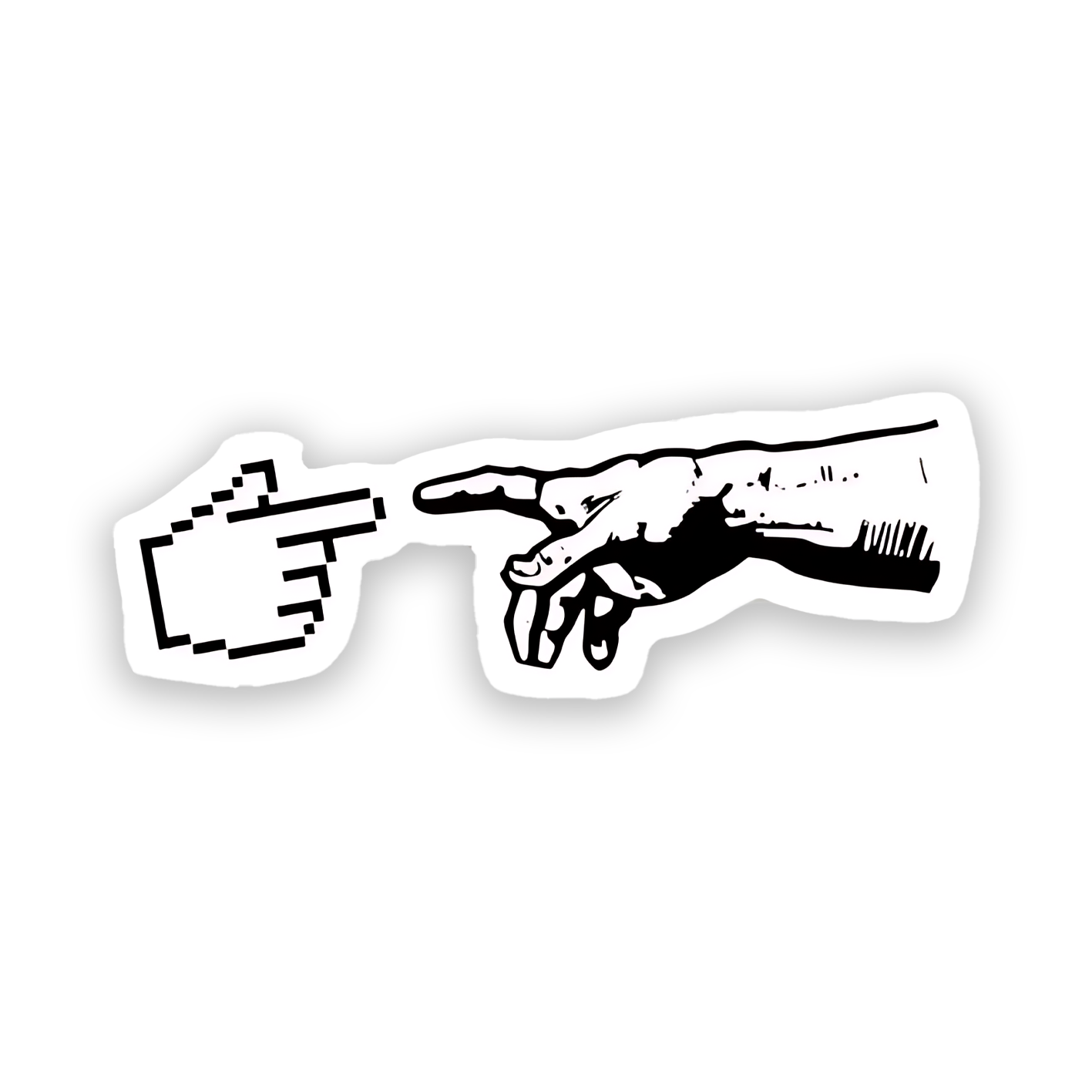 Pixel computer hand pointing real human hand Sticker