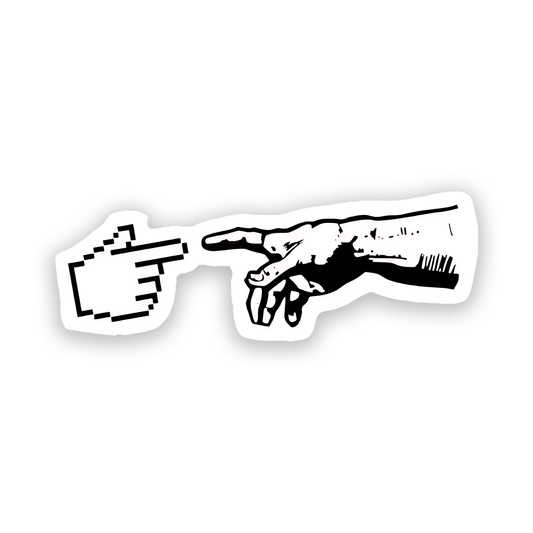 Pixel computer hand pointing real human hand Sticker