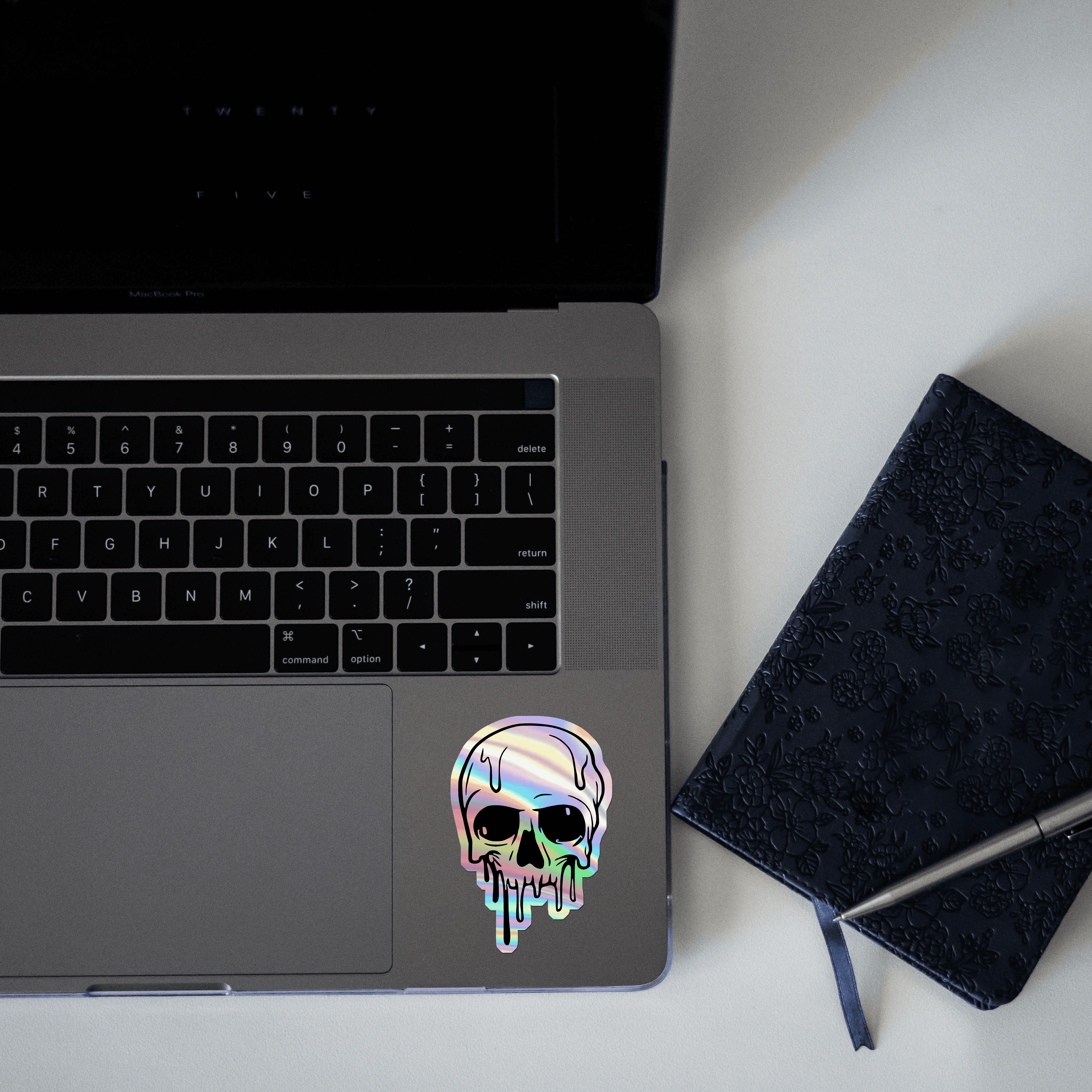Melting Skull Holographic Sticker - sticckiz.com