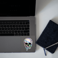 Melting Skull Holographic Sticker - sticckiz.com