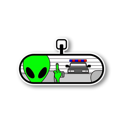 Alien in the car  Mirror Sticker