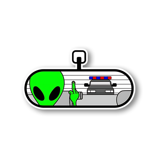 Alien in the car  Mirror Sticker