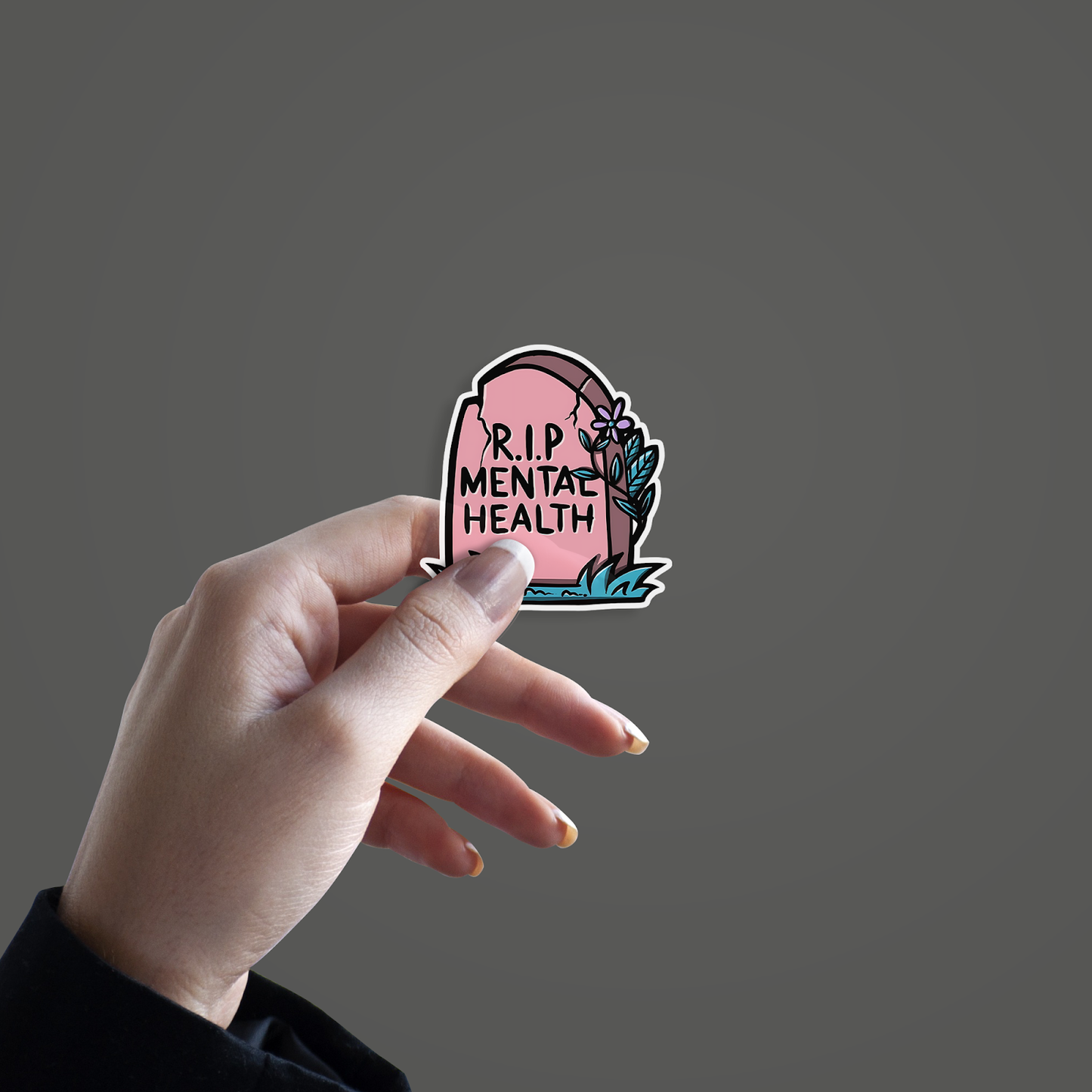 RIP Mental Health Sticker hand mockup