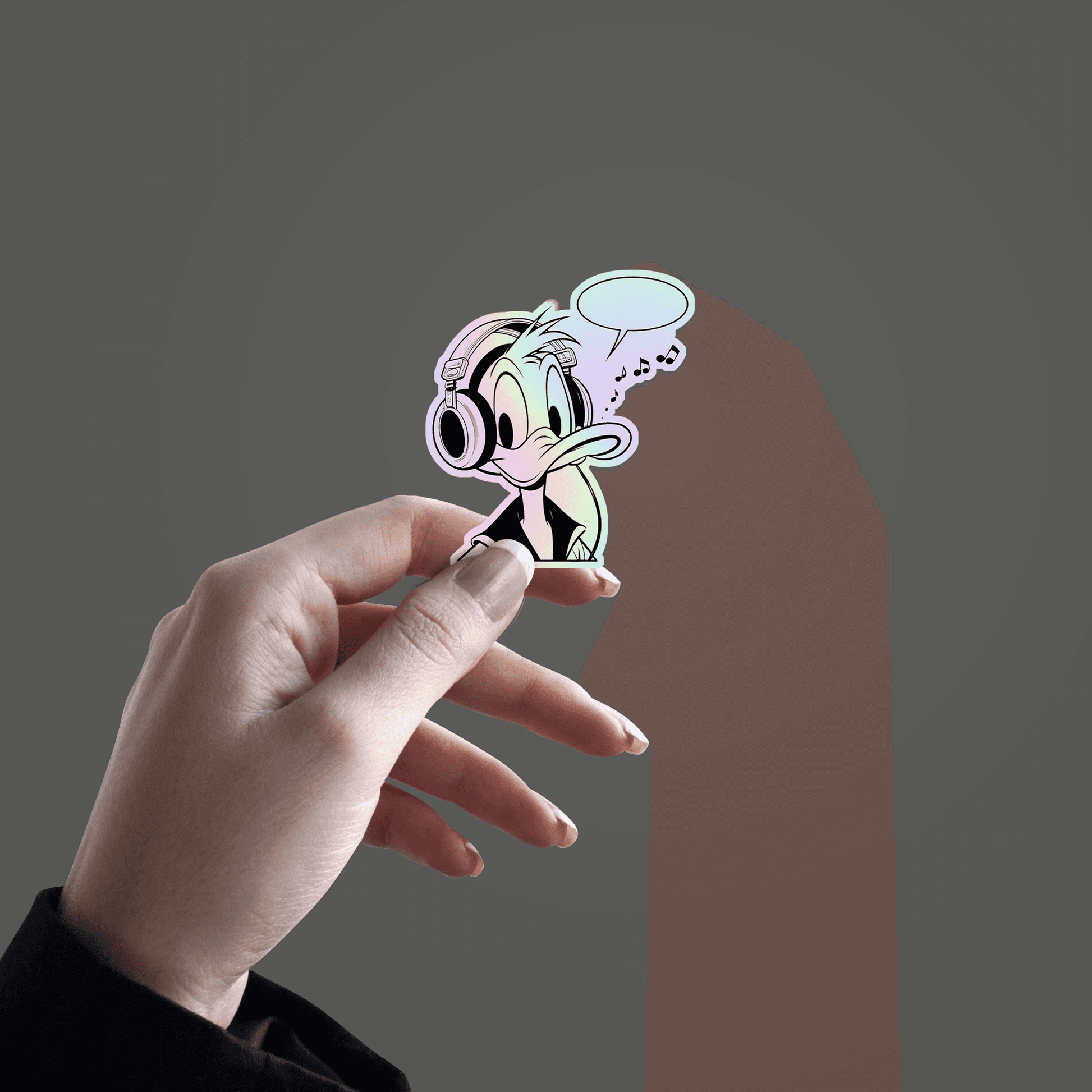 Daffy Duck listening Music Holographic Sticker - sticckiz.com