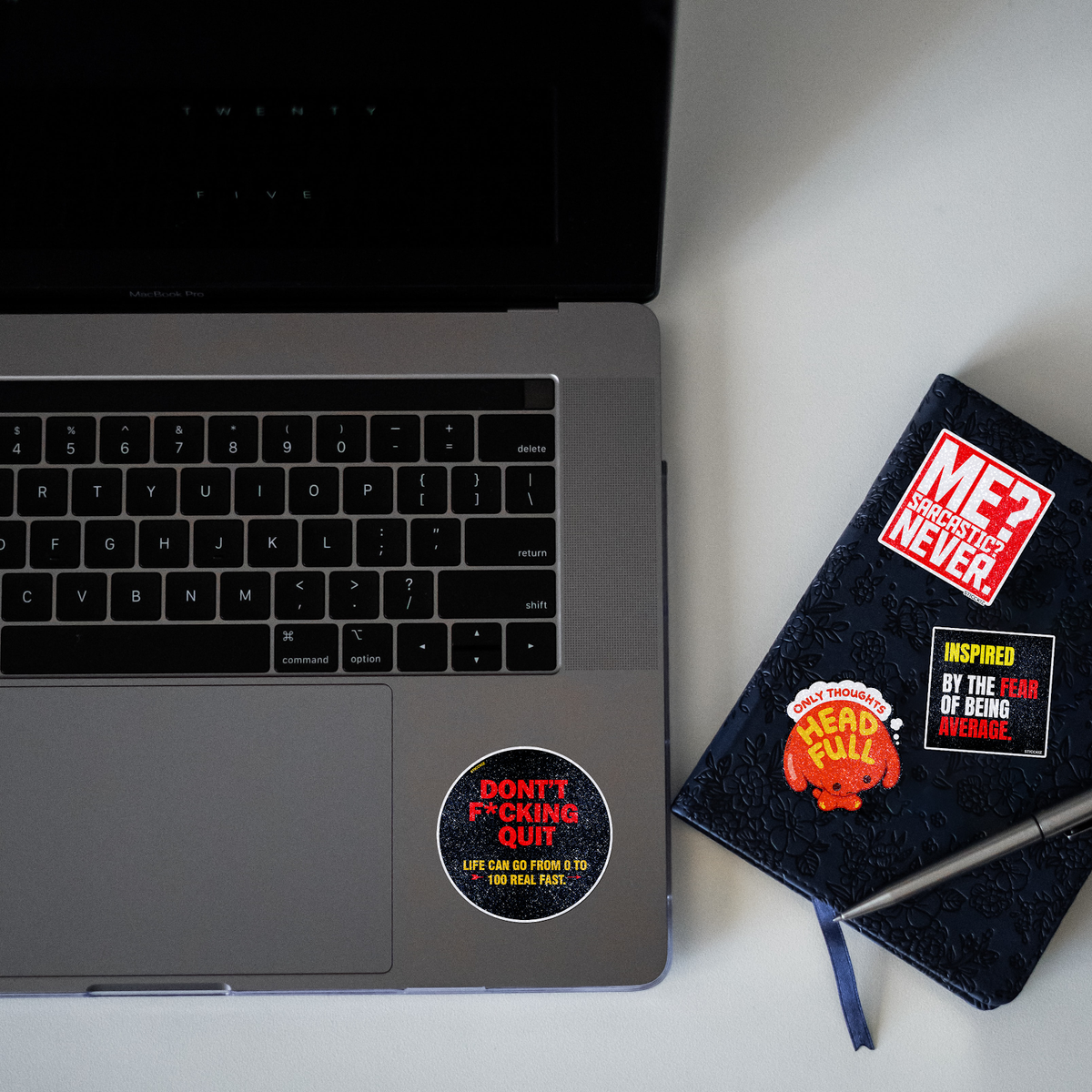 Don_t F##ing Quit Glitter Sticker - laptop mockup