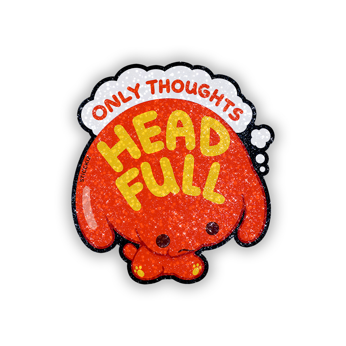 Only thoughts Head Full Glitter Sticker - main