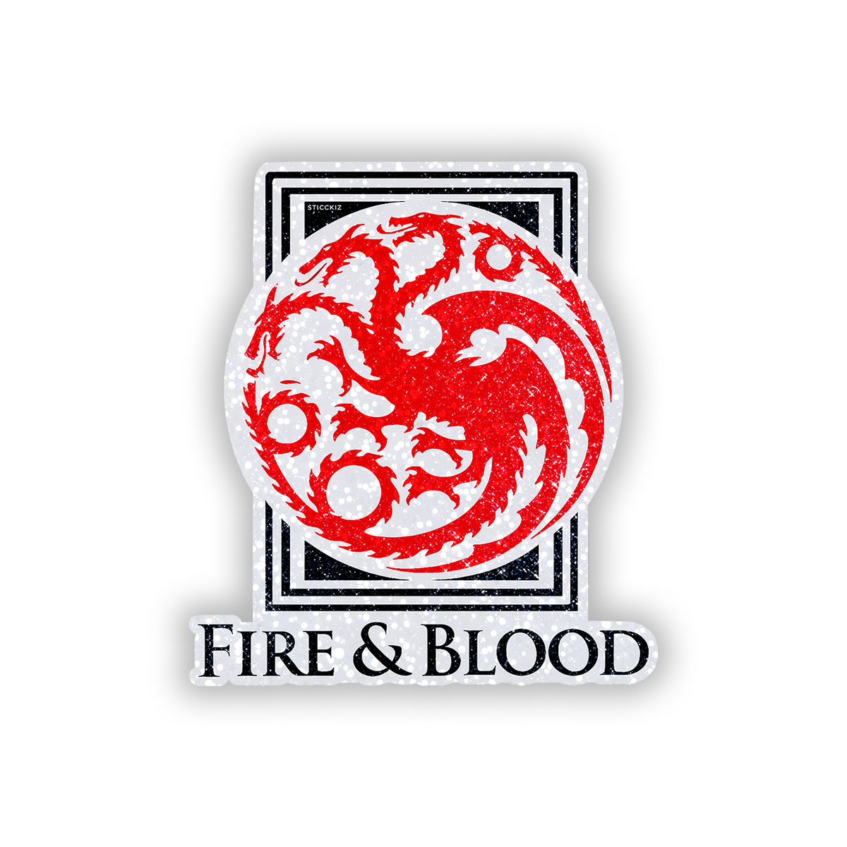 Fire and Blood Glitter Sticker - main