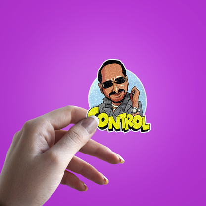 Control Uday actor Nana Patekar Iconic Movie Dialogue Glitter Sticker - hand mockup