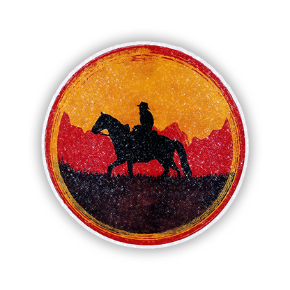 Man Riding Horse Artwork Glitter Sticker - main