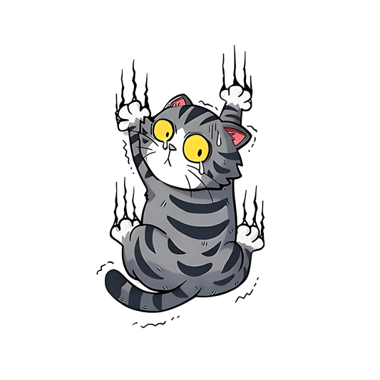 Grey Cat Scratching Sticker - sticckiz.com
