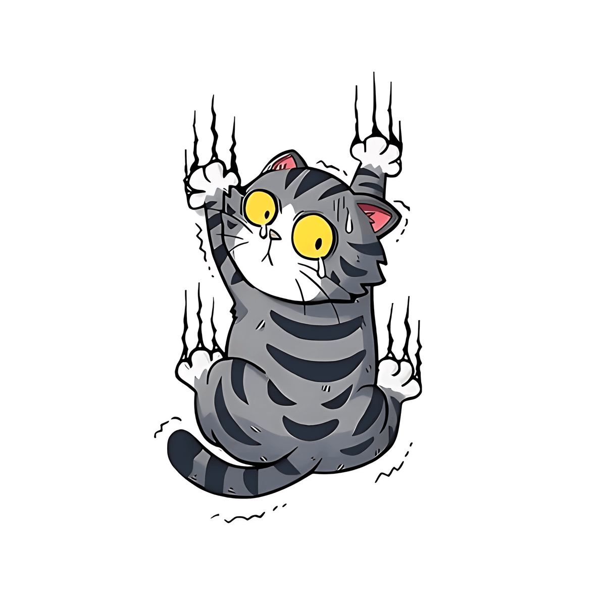 Grey Cat Scratching Sticker - sticckiz.com