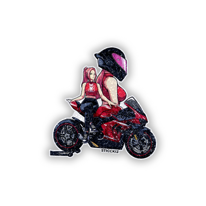 Biker Girl Glitter Sticker - main