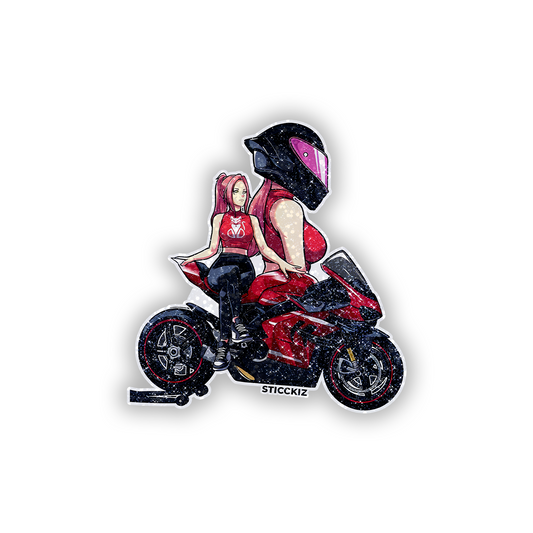 Biker Girl Glitter Sticker - main