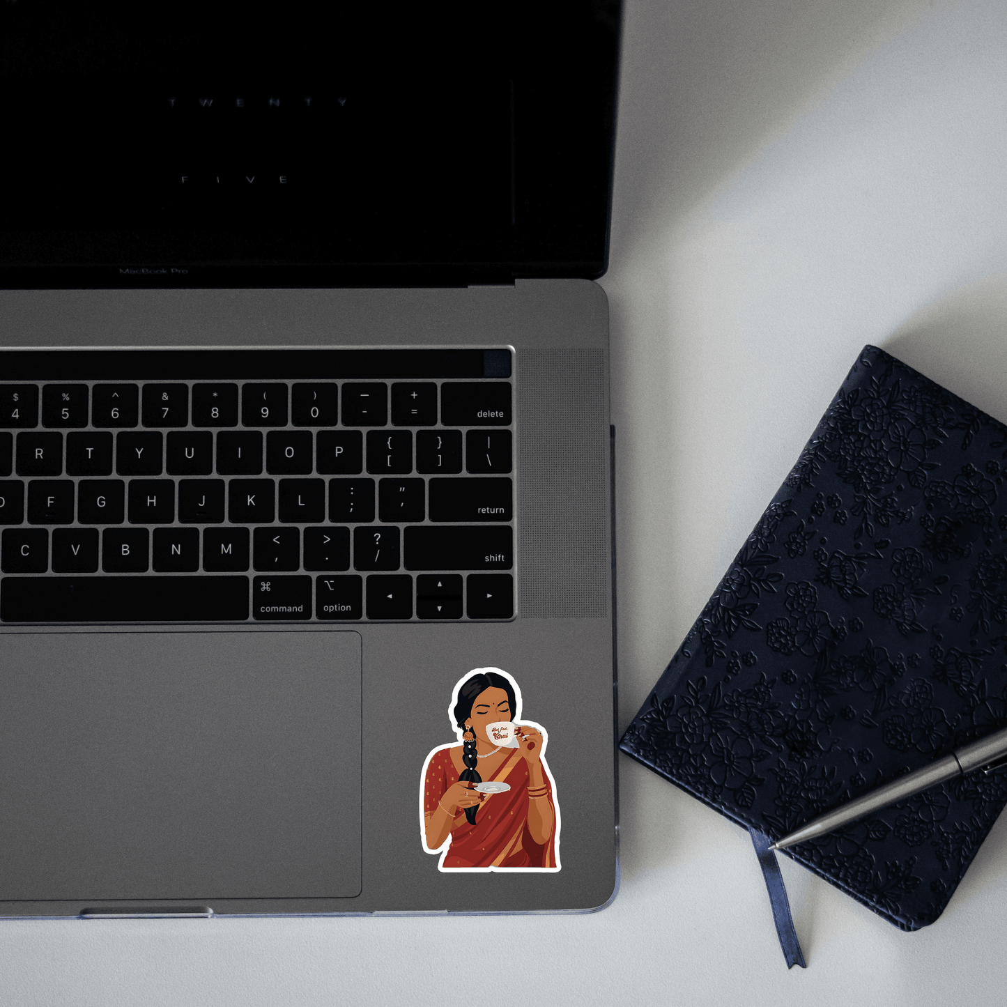 Indian Girl with Tea Sticker - sticckiz.com