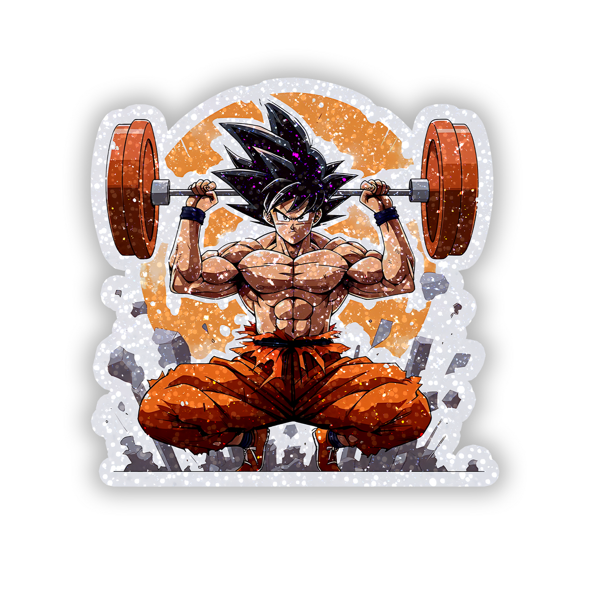 Goku Training Anime Glitter Sticker - main