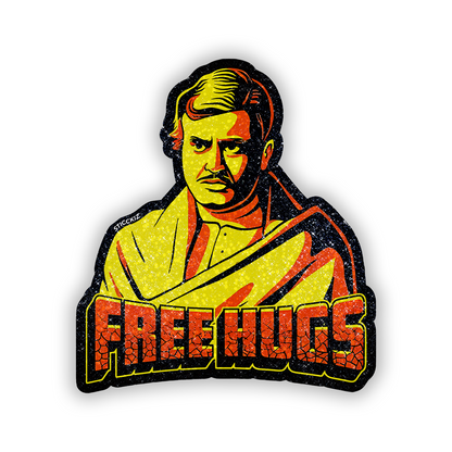 Free Hugs Sholay Movie Character Glitter Sticker - main