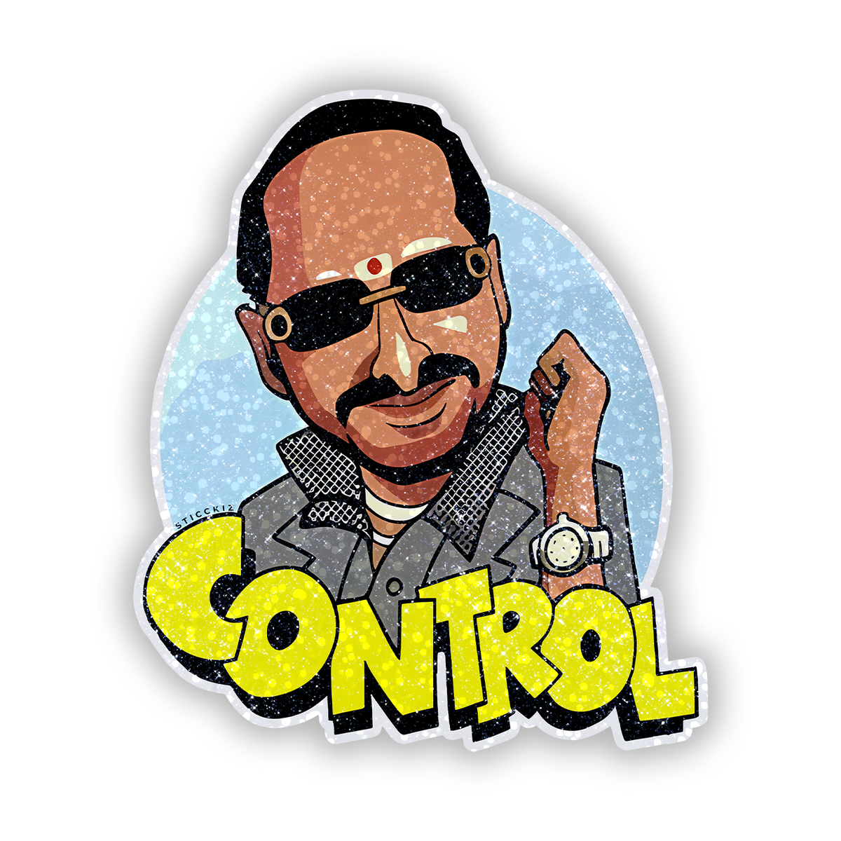 Control Uday actor Nana Patekar Iconic Movie Dialogue Glitter Sticker - main