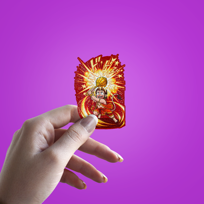 Lord Hanuman Baby Avatar Glitter Sticker - hand mockup