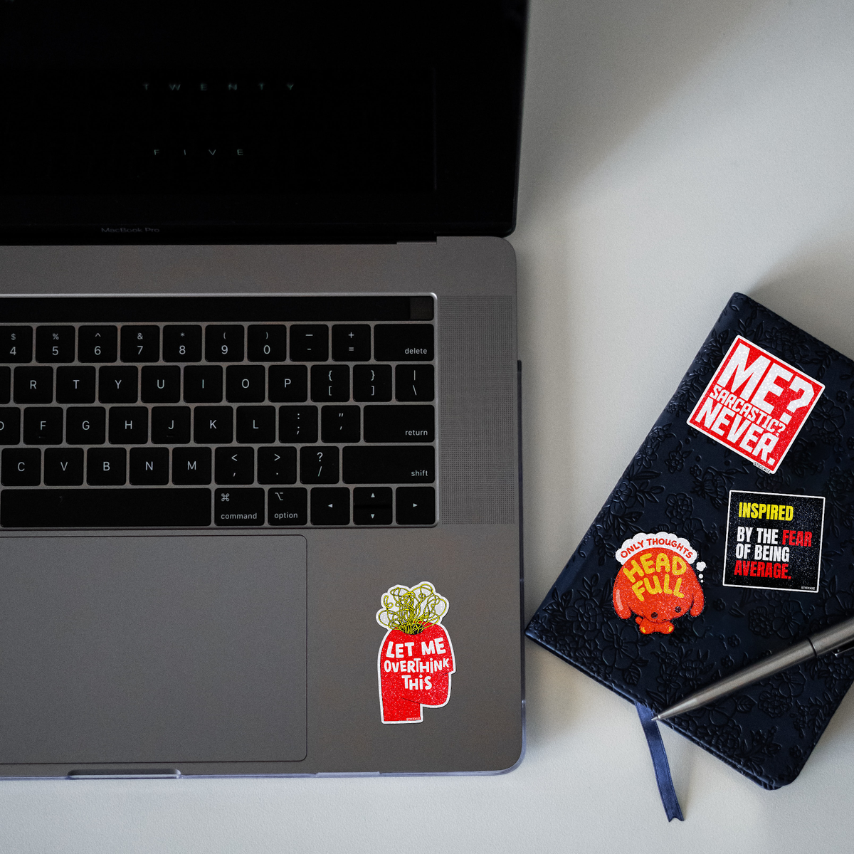 Let me Overthink This Glitter Sticker - laptop mockup