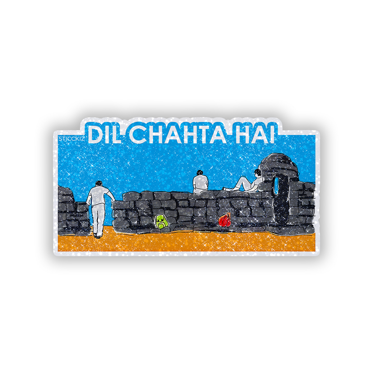 Dil Chahta hai Movie Illustration Glitter Sticker - main
