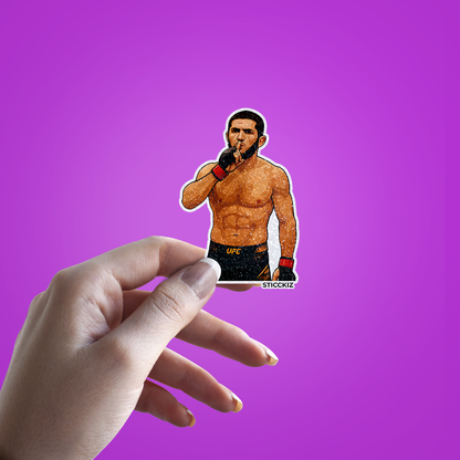 islam-makhachev-sticker Glitter Sticker - hand mockup