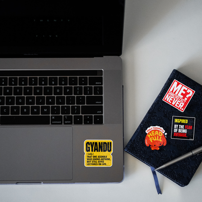 Gyandu meaning Glitter Sticker - laptop mockup