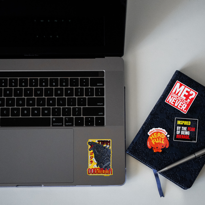Godzilla Yellow BG edition Glitter Sticker - laptop mockup