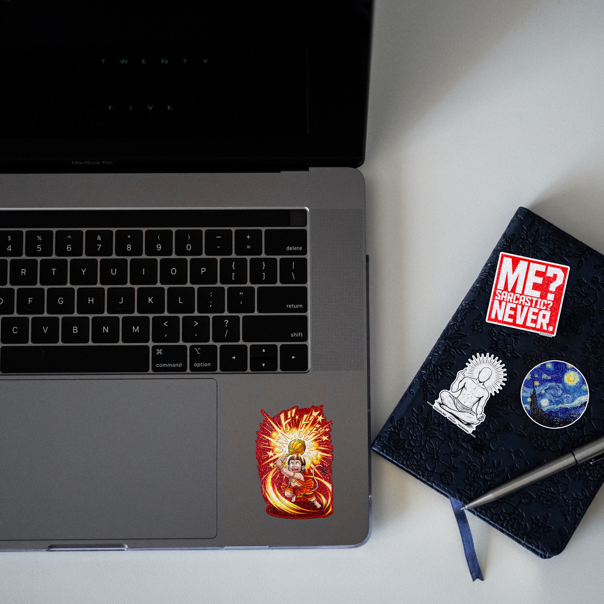 Lord Hanuman Baby Avatar Glitter Sticker - laptop mockup