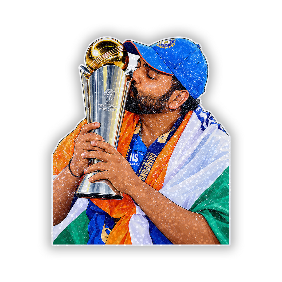 Rohit Sharma Winning world Cup Editonn Glitter Sticker - main