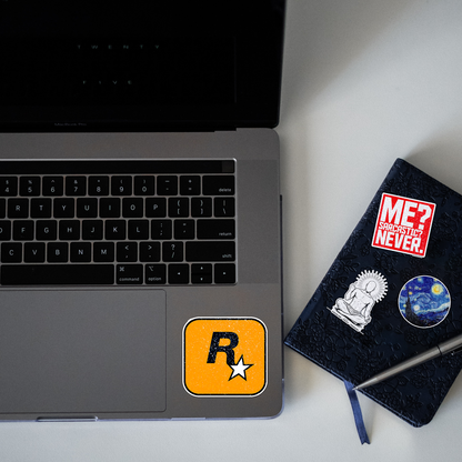 Rockstar Games Logo Glitter Sticker - laptop mockup