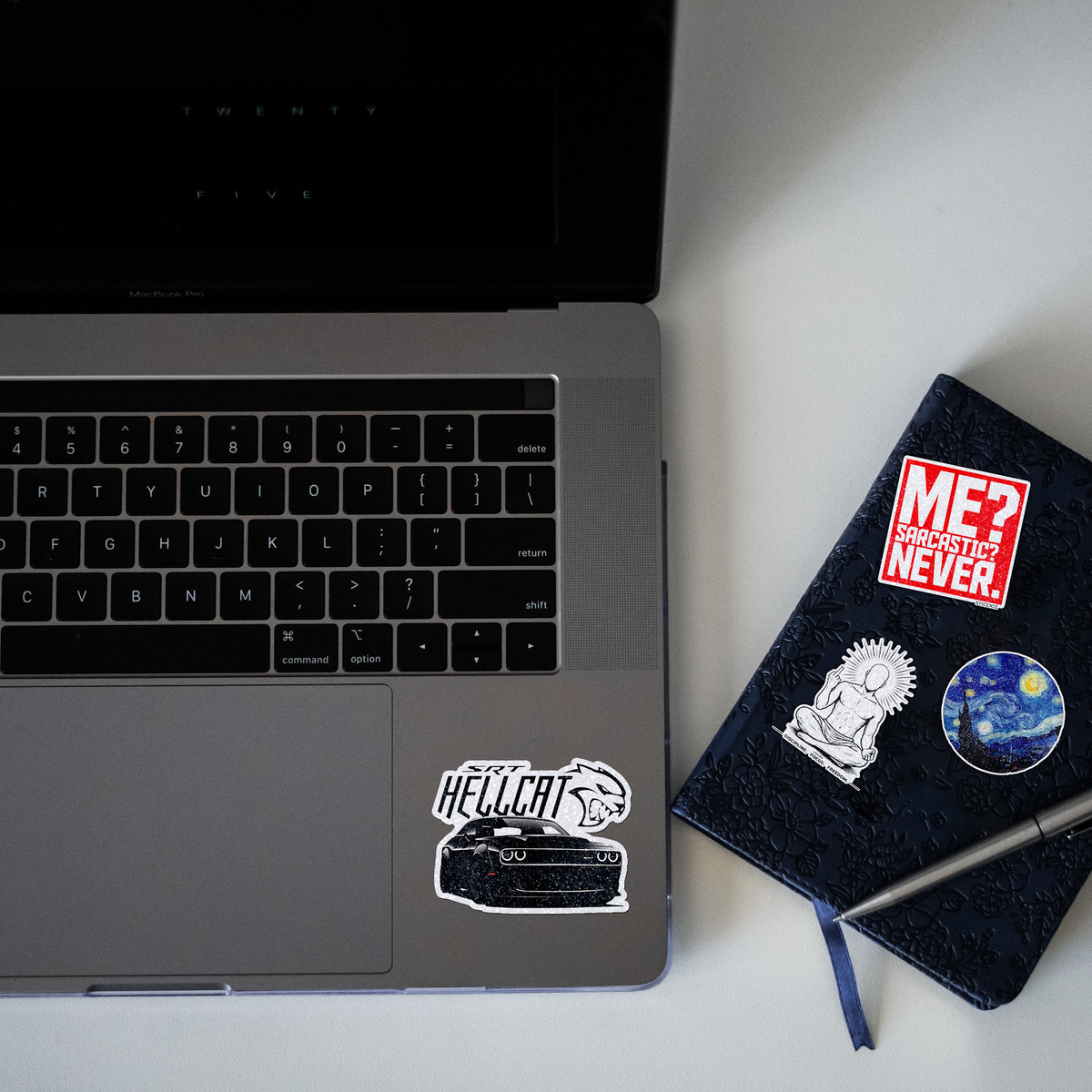 SRT Hellcat Glitter Sticker - laptop mockup