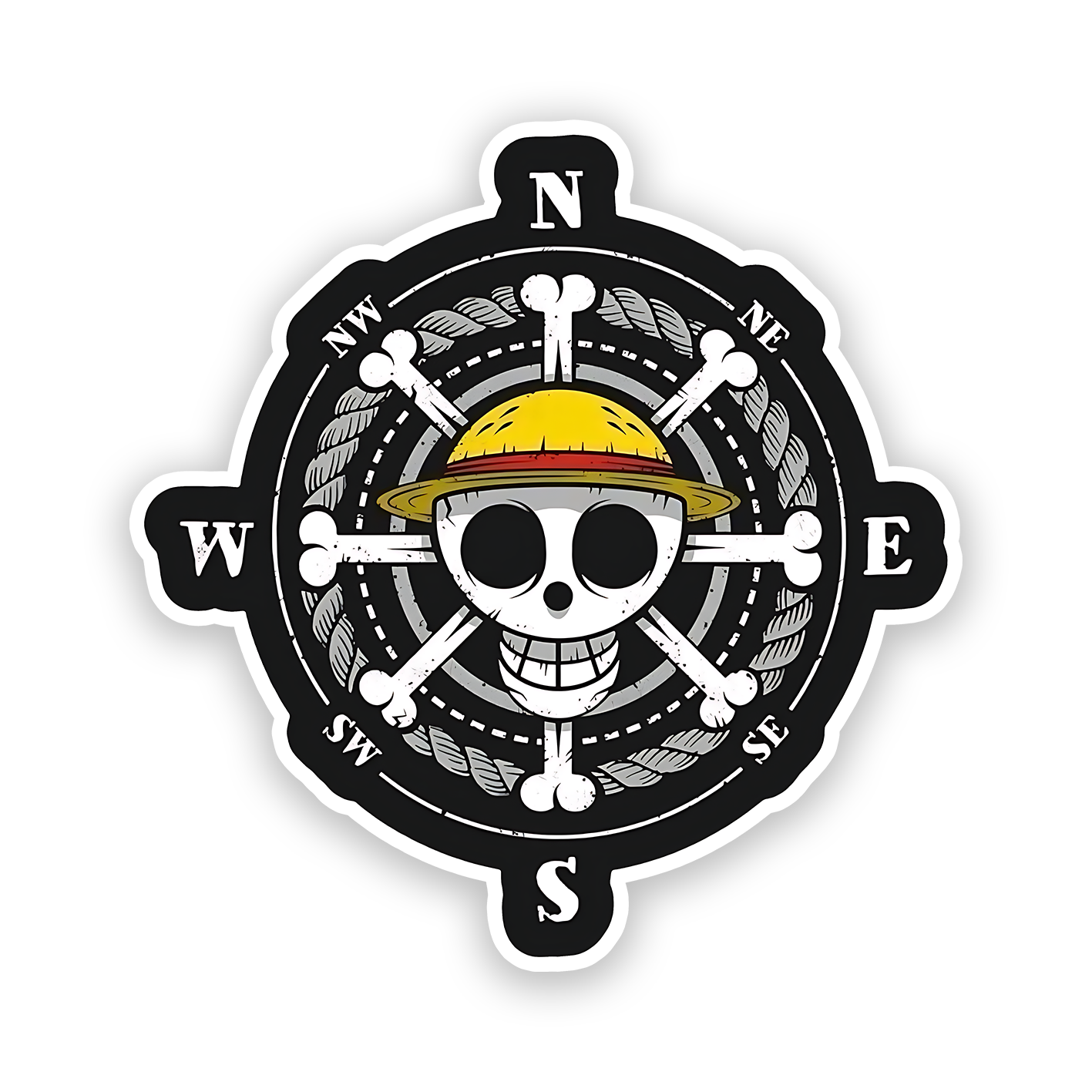 Jolly Roger Compass Sticker