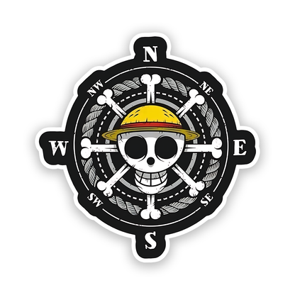 Jolly Roger Compass Sticker
