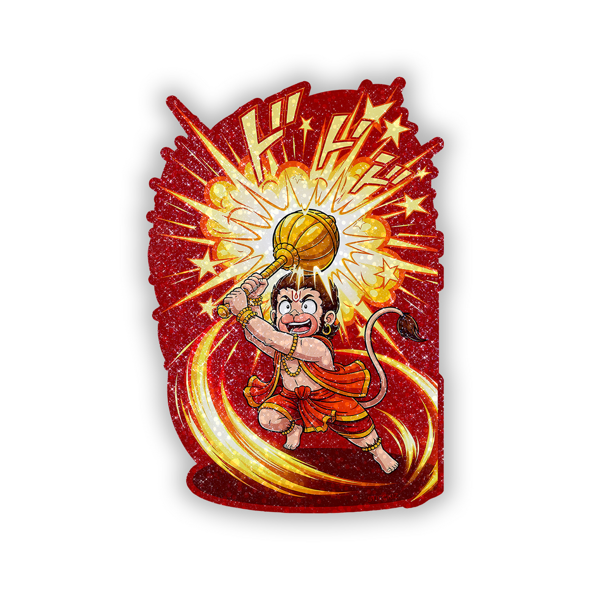 Lord Hanuman Baby Avatar Glitter Sticker - main