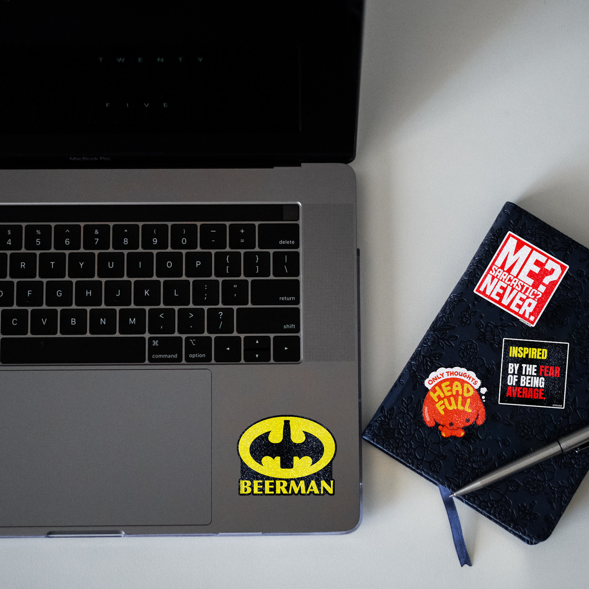 Beerman Glitter Sticker - laptop mockup