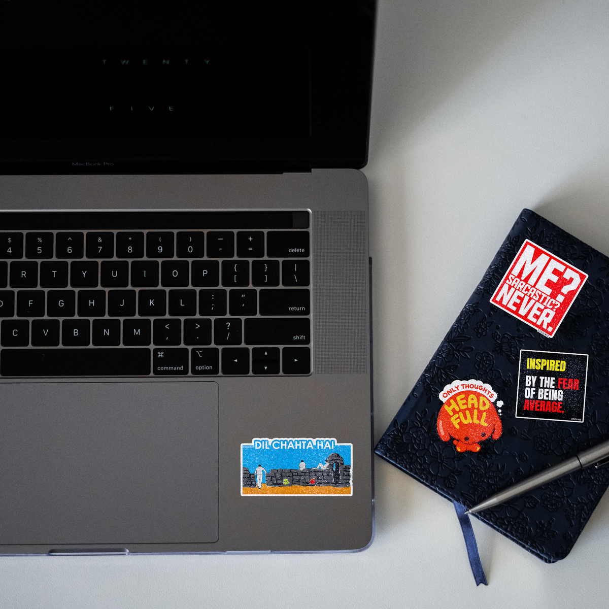 Dil Chahta hai Movie Illustration Glitter Sticker - laptop mockup