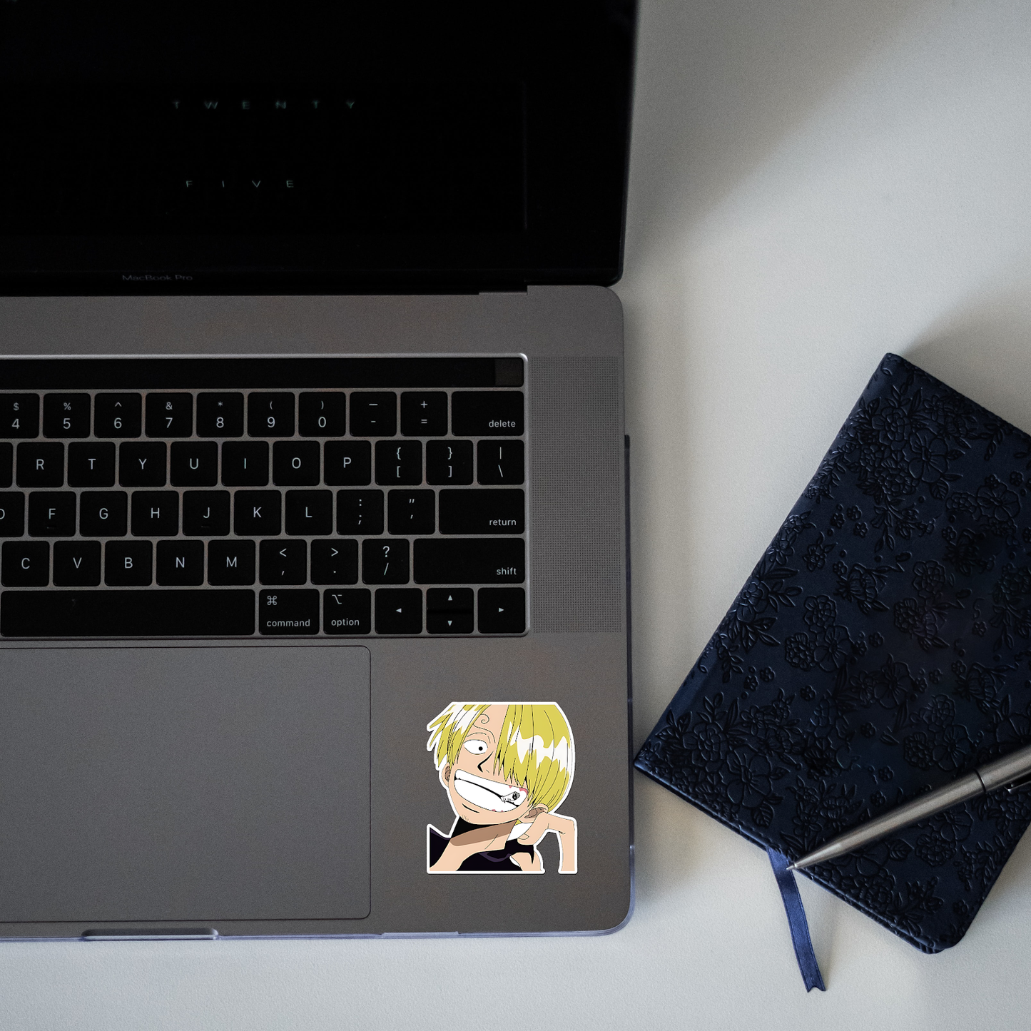 myself sanji san sticker laptop mockup