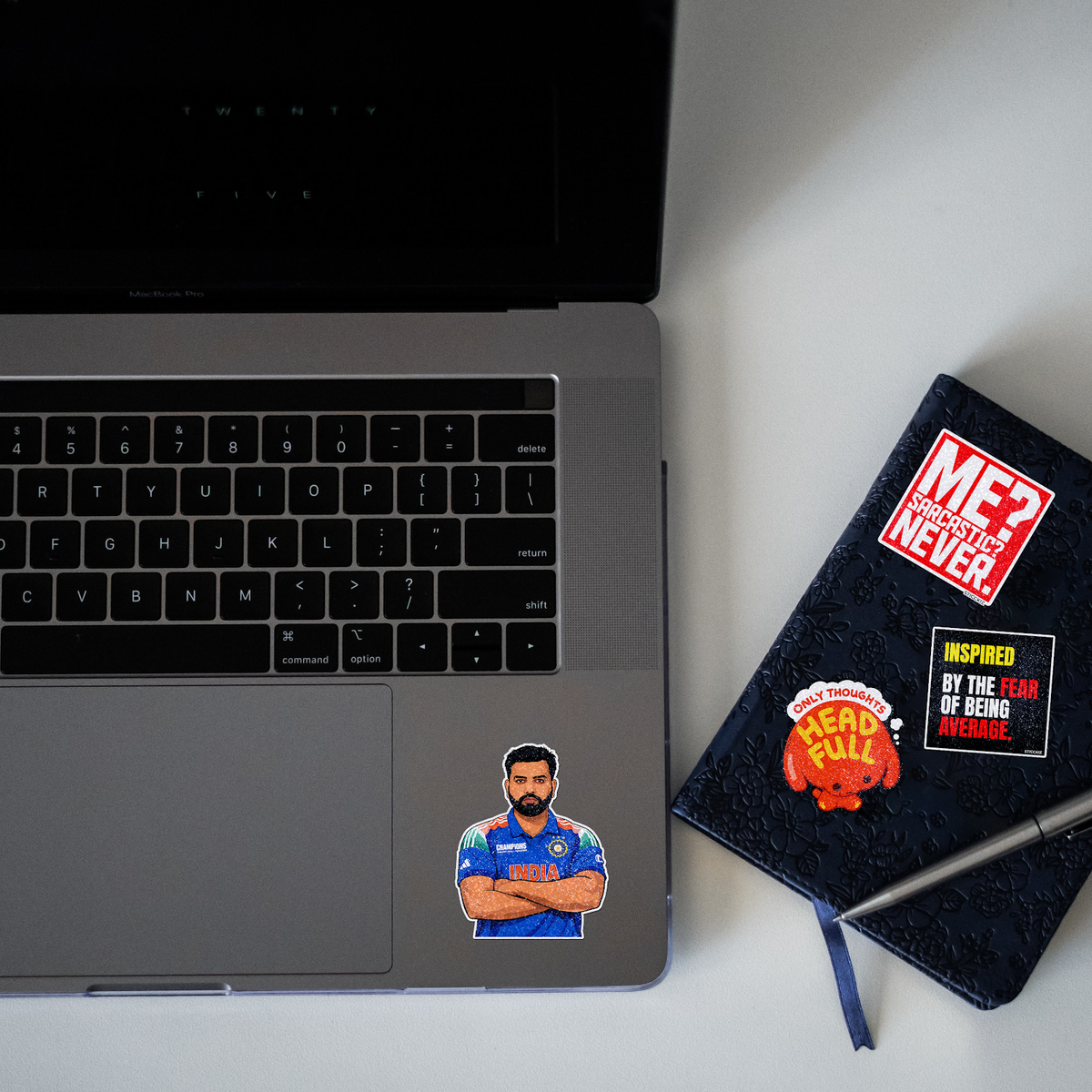 Rohit Sharma Team India Gersey Glitter Sticker - laptop mockup