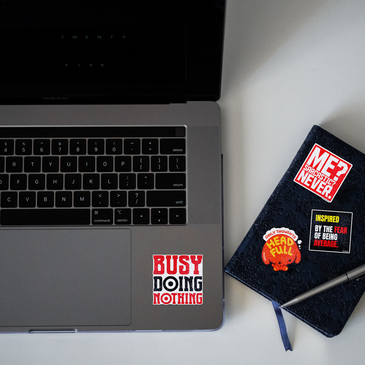 Busy Doing Nothing Glitter Sticker - laptop mockup