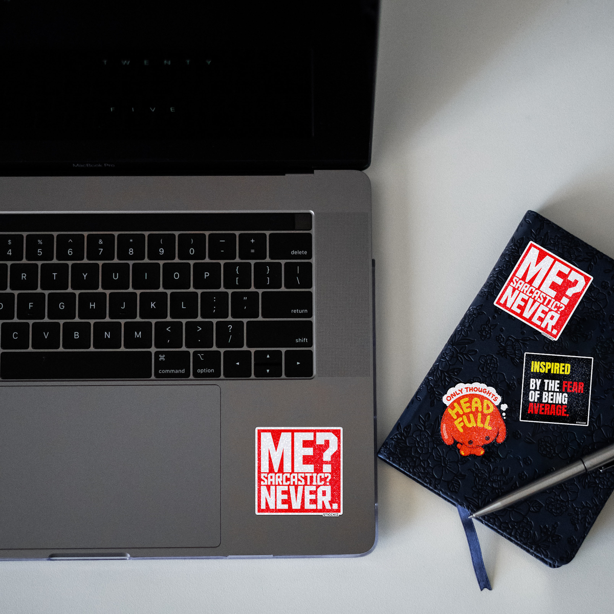 Me Sarcastic Never Glitter Sticker - laptop mockup