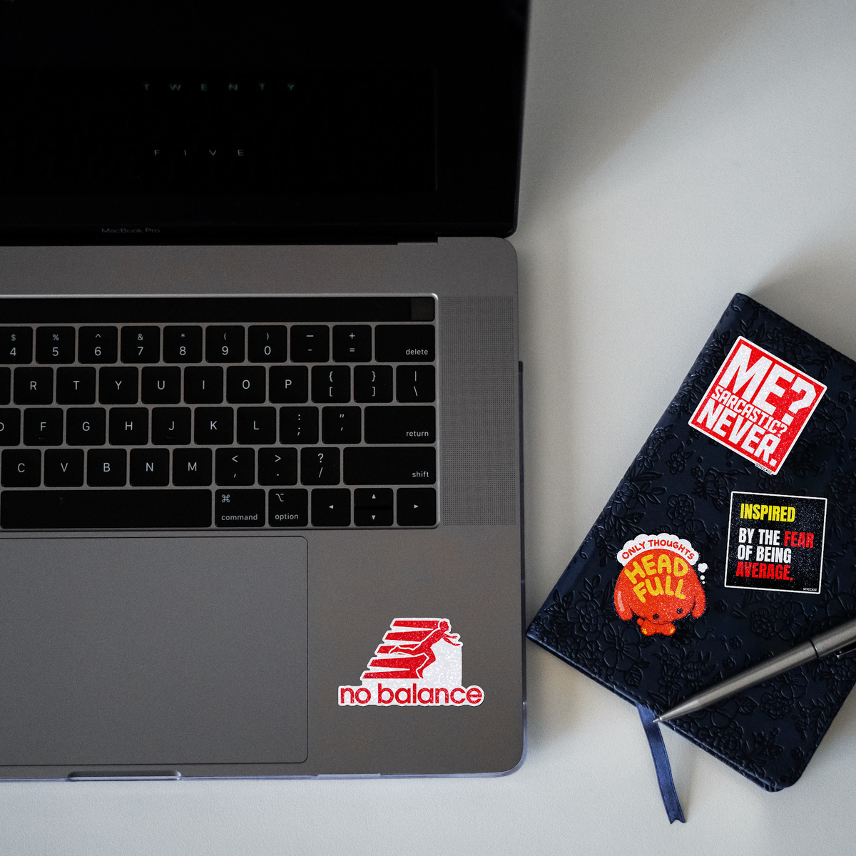 No balance Glitter Sticker - laptop mockup