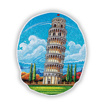 Vibrant Leaning Tower of Pisa Glitter Sticker - main