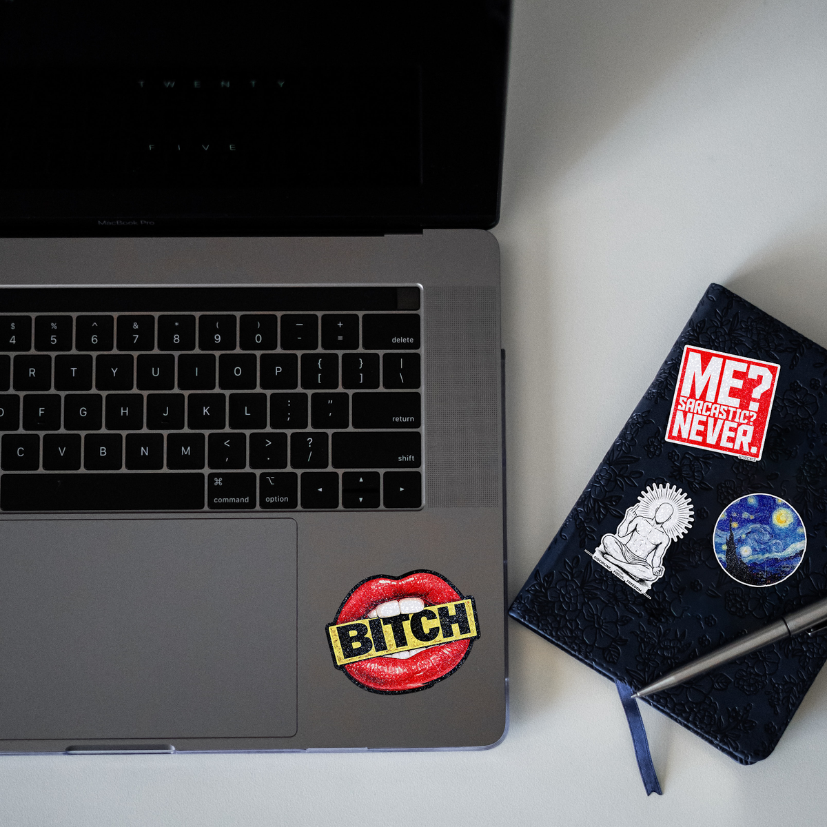 Bi##h Glitter Sticker - laptop mockup